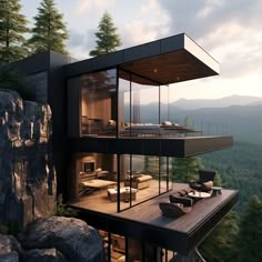 a modern house on the edge of a cliff