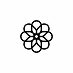 a black and white flower logo on a white background