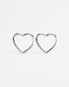 Hallow Heart Earrings - Earrings - Ask and Embla Silver Earrings Aesthetic, Heart Piercing, Earrings Aesthetic, Heart Shaped Earrings, Snacks Recipes, Studs Earrings, Virtual Closet, Online Jewelry Store, Earrings Dangle