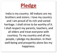 a piece of paper with the words pledge written in red and black on top of it