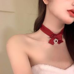 Christmas Bow Choker Necklace Tie Choker, Christmas Bow Tie, Bow Choker, Party Vibe, Pearl Bow, Bow Bow, Basic Jewelry, Bow Necklace, Christmas Bow