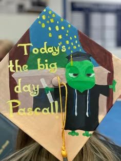 a graduation cap with the words today's the big day baseball written on it