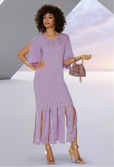 Love the Queen 17537 Lavender Dress Casual Plus Size, Lavender Maxi Dress For Daywear, Lavender Cotton Daywear Dress, Casual Lavender Knee-length Midi Dress, Lavender V-neck Dress For Daywear, Dresses Church, Lavender Dresses, Soft Dress