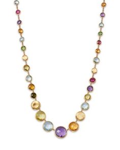 Marco Bicego 18K Gold Jaipur Color Mixed Gemstone Graduated Collar Necklace, 17 Unique Multicolor Gemstone Necklace, Unique Multicolor Gemstone Accent Necklaces, Elegant Multicolor Cabochon Necklaces, Elegant Multicolor Dual-tone Necklace, Elegant Multicolor Multi-stone Beaded Necklace, Rainbow Multi-stone Necklace In Fine Jewelry Style, Marco Bicego, Collar Necklace, Jaipur