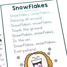 a printable snowflakes poem for kids to read and practice their language skills