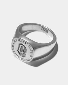 Signet Ring Silver, Wrist Game, Silver Signet Ring, Carhartt Wip, Ring Silver, Signet Ring, Boats, Ring Size, Silver Rings