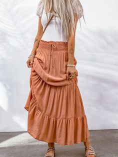 High Waisted Tiered Maxi Skirt – Chase the Butterflies Flowy Outfit, High Waisted Maxi Skirt, Orange Tie, Tiered Maxi Skirt, High Waist Skirt, Skirt Fits, Fall Skirts, Club Dresses, Petticoat