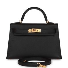 Hermes Kelly Sellier, Hermes Box, Hermes Bags, Black Handle, Black Bag, Lambskin Leather, Luxury Handbags