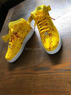 Slip On Tennis Shoes, Yellow Sneakers, Shoes Sneakers Nike, Red Bottom