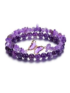 PRICES MAY VARY. Crystal Bracelets For Women: amethyst healing crystal stone bead bracelet, amethyst crystal chip bracelets with butterfly charms, great for women daily wear, party or holiday dress, it is easy to bring an elegant or gentle look to any occasion. Brings you good luck, protection,confidence,happiness, attract wealth, money, abundance, and endless positive energy Amethyst Crystal Bracelet: this beaded bracelet is made of natural amethyst crystal. Amethyst crystal is the stone of spi Amethyst Crystal Bracelet, Amethyst Bracelet Beads, Amethyst Healing, Butterfly Bracelet, Crystal Healing Bracelets, Gemstone Beaded Bracelets, Amethyst Bracelet, Amethyst Beads, Layered Bracelets