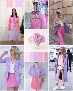 Lilac Pants Work Outfit, Light Pink And Green Outfit, Salmon Color Outfit, Lilac Color Combinations Outfit, Purple And Pink Outfit, Indie Dress, Dress Trending, Colour Combinations Fashion, Color Combos Outfit