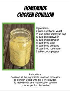 the instructions for making homemade chicken bouilon