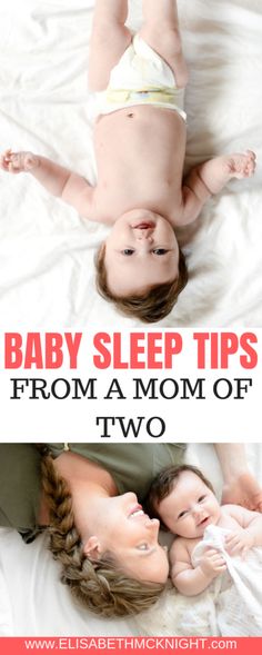 two babies laying on top of each other with the words baby sleep tips from a mom of two