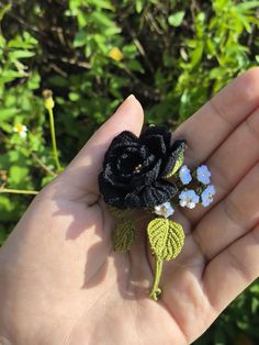 Add a touch of elegance and floral beauty with this handmade Black Rose Brooch. Each piece features intricately embroidered roses in Black or your choice, crafted from high-quality materials like French sequins, Japanese seed beads, and crystal accents. Perfect for weddings, gifts, or simply adding a pop of color to any outfit, these floral brooches make a unique statement. Whether you're dressing up for a special event or looking for a meaningful gift, this beautiful handmade jewelry set is a m Handmade Flower Black Brooches For Gifts, Handmade Flowers Black Brooches For Gift, Black Brooches With Handmade Flowers For Gift, Men Brooch, Brooch For Men, Jewelry For Wedding, Weddings Gifts, Rose Crochet, Crochet Brooch