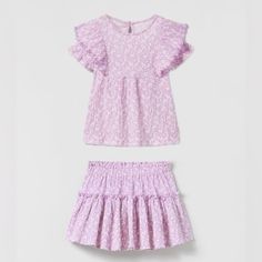 Floral Textured Oversized Top Lilac 0/5431/514/629/48 Floral Textured Skirt Lilac 0/5431/508/629/48 3-4 Years (40,9 Inches) Casual Spring Sets With Tiered Skirt, Playful White Skirt With Ruffles, Purple Ruffled Sets For Spring, Spring Purple Ruffled Sets, Zara White Summer Set, Casual Purple Zara Skirt, Casual White Zara Sets, Zara Casual Purple Skirt, Zara Casual Sets For Spring