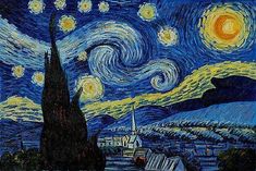 the starry night painting is shown in this image