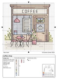 a cross stitch pattern for a coffee shop