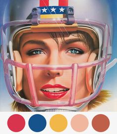 a painting of a woman wearing a football helmet