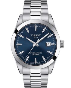 Tissot T127.407.11.041.00 Gentleman Powermatic 80 Silicium Stainless Steel Watch with Blue Dial, Sapphire Crystal and Water Resistant Up To 10 Bar.* Diameter: 40 mm* Up to 80 hours power reserve* See-through caseback* Swiss automatic movement 🌈 Shop more Tissot here ✈️ Choose free shipping at checkout ☎️ Call 201-722-0216 with questions 💭 Chat with us live! Bottom right corner of your screen Elegant Blue Watch With Date Indicator, Elegant Blue Watches With Date Display, Elegant Blue Watch With Date Display, Women Anklets, Bridal Engagement Rings, Bridal Bands, Stackable Bracelets, Long Pendant Necklace, Men's Jewelry Rings