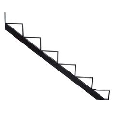 a set of black metal stairs against a white background