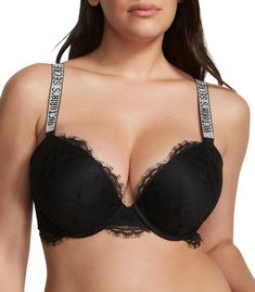 PRICES MAY VARY. Victoria's Secret Very Sexy Push Up bra is built to lift and add 1 cup size. This bra lifts and enhances cleavage for a sexy look This push up bra contains plush padding that adds 1 cup size while underwire cups offer just the right amount of support This push up bra features a plunge neckline for invisibility under your lowest cut tops and dresses. Adjustable straps allow for a perfect fit. The Very Sexy Push Up bra was built for lift and comfort. This bra has moderate coverage Bra Size Charts, Cute Bras, Plunge Neckline, Victoria Secret Fashion Show, Black Bra, Womens Bras, Victoria Secret Bras, Bra Straps, Pink Bra