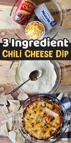 It's football season! I'm always looking for fun and easy party appetizers and snacks to make for game day, and this easy cream cheese based dip is a real crowd pleaser. Spread a block of cream cheese onto the bottom of a dish, top with your favorite can of chili, sprinkle with lots of gooey cheddar cheese, and bake! Serve with tortilla chips for the ultimate comfort food to serve at your next football party or just about any gathering. It's awesome and so easy to make! Cream Cheese Chip Dip, Chili Cream Cheese Dip, Easy Chip Dip, Cream Cheese Snacks, Chili Cheese Dip, Mom Meals, 2023 Food, Chili Cheese Dips, Cream Cheese Dip