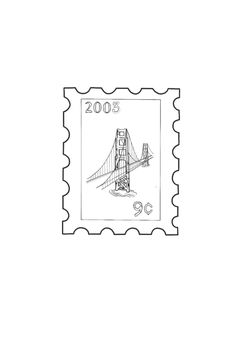 a stamp with the golden gate bridge on it