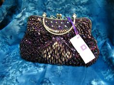 Purple Clutch Shoulder Bag With Detachable Strap, Purple Embellished Evening Bag, Elegant Beaded Purple Shoulder Bag, Purple Evening Bags With Silver-tone Hardware, Luxury Multicolor Beaded Clutch, Bag Cover, Coin Bag, Original Bags, Louis Vuitton Speedy Bag