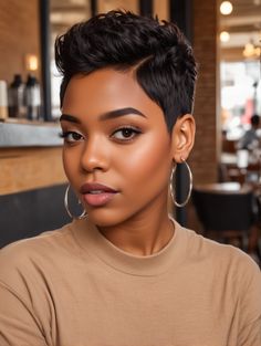 32 Short Hair Pixie Cuts Black Women For 2024 – Scan to Talk Pixie Cuts Black Women, Short Hair Pixie Cuts Black Women, Pixie Cuts For Black Women, Short Hair Pixie, Short Weave Hairstyles, Short Relaxed Hairstyles, Shaved Side, Black Hair Short Cuts, Textured Pixie Cut