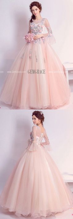 Fitted Princess Quinceanera Dress For Banquet, Fitted Princess Style Quinceanera Dress For Banquet, Princess Style Fitted Quinceanera Dress For Banquet, Fitted Princess Ball Gown For Spring, Pink Long Sleeve Ball Gown For Prom, Princess Style Fitted Ball Gown For Spring, Pink Long Sleeve Dress For Debutante Ball, Spring Princess Style Fitted Ball Gown, Fitted Long Sleeve Ball Gown For Quinceanera