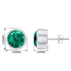 Product Details These simple yet classic Stud Earrings are designed with Round Cut Created Emerald in Bezel Setting. The earrings are crafted with Solid Gold to create an opulent appeal. Product Information SKU SHP-EARRINGS042168614 Length 4.6 mm Width 4.6 mm Weight 0.96 gm LAB CREATED EMERALD INFORMATION No.of Stones 2 Pieces Total Weight 0.54 Carat Dimension(approx) Round-4X4 mm-2 Pcs Color Green Cut Brilliant cut Shape Round Setting Type Bezel-Setting Quality Grade AAAA View More Cleaning Stone, Lab Created Emerald, Solitaire Studs, Signature Jewelry, Emerald Earrings, Timeless Jewelry, Fine Earrings, Conflict Free Diamonds, Bezel Setting