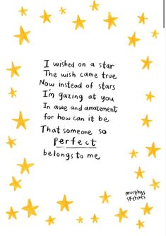 a handwritten poem with yellow stars in the background