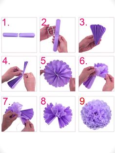 how to make tissue paper flowers with scissors and hair clippings step by step