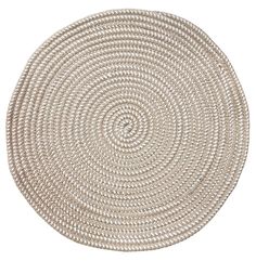 a white place mat with an intricate design on the top and bottom, made out of woven