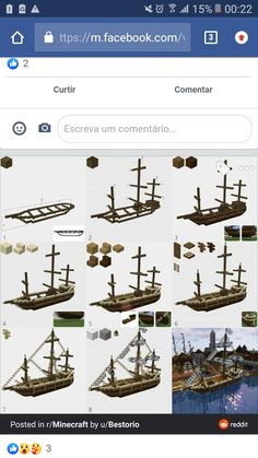 the screenshot shows several different types of ships in various stages of construction, and how to use them on facebook