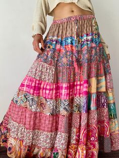 Comfortable and easy to wear one free size long boho style skirt long and loose flared tiered hem  made in very soft and flowy material with different floral pattern,  perfect skirt for vacation, holidays and festivals  MEASURE size M/L Waist 26-34" Length 39" MATERIAL *polyester *no lining  More boho style ideas at  https://www.etsy.com/shop/AltheaStores Thank you for looking Hippie Skirt Outfit, Boho Style Skirts, Bohemian Maxi Skirt, Beach Maxi Skirt, Frilly Skirt, Hippie Party, Patchwork Clothes, Hippie Skirts, Maxi Outfits