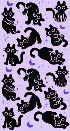 an image of cats and mice on purple background