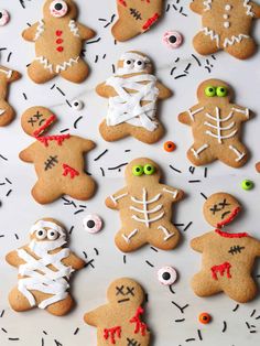 decorated ginger cookies with spooky eyes and bones