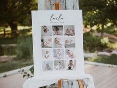 an easel sitting on top of a wooden deck