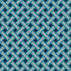 an abstract knitted pattern in blue and white