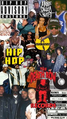 the hip hop album cover with various pictures and words on it, including an image of people