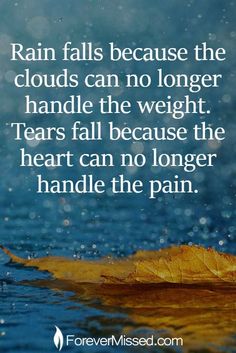 rain falls because the clouds can no longer handle the weight tears fall because the heart can no longer handle the pain