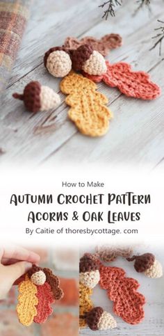 crochet pattern for autumn acorns and oak leaves