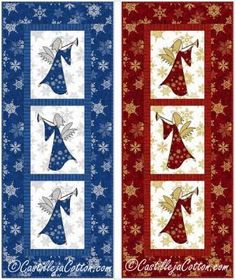 two christmas quilts with angels on them