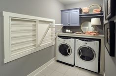 a washer and dryer in a laundry room