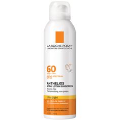 La Roche-Posay Anthelios Ultra-Light Sunscreen Spray Lotion SPF 60 is a fast-absorbing formula that provides a high UVA and UVB protection to prevent sunburn and skin damage with a breakthrough CELL-OX SHIELD XL complex that filters and blocks sun damage. Its lightweight texture leaves a silky finish on your skin and is ideal for all skin types. | La Roche-Posay Anthelios Ultra-Light Sunscreen Spray Lotion SPF 60, 5 oz | Dermstore La Roche Posay Sunscreen, Spray Sunscreen, Sunscreen Spray, Face Spray, Spray Lotion, Best Sunscreens, Body Sunscreen, Sunscreen Lotion, Mineral Sunscreen