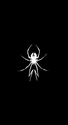 a black and white image of a spider on a dark background with the word's logo