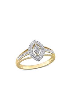 Pavé diamonds bring luxurious sparkle to a vintage-inspired marquise ring crafted from warm 10-karat yellow gold. Total diamond weight: 0.25ct. Color: G–H Clarity: I2–I3 10k gold/diamond Imported Diamond Guide Halo Marquise, Classic Slippers, Marquise Ring, Diamond Guide, Double Halo, Ring Crafts, Keep Jewelry, G H