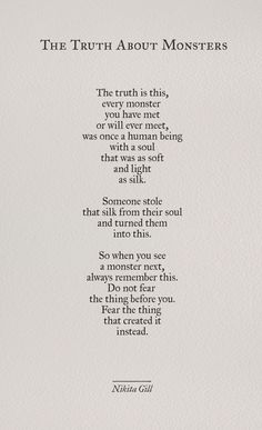 the truth about monsters is shown in this poem