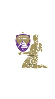 the logo for al ainfc's soccer team is shown in gold and purple